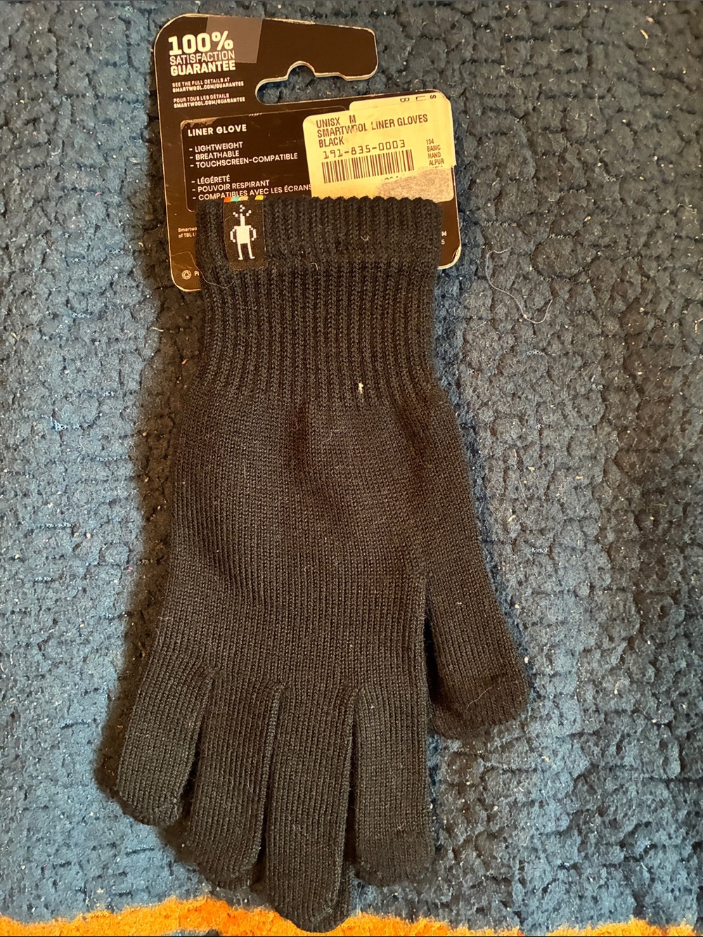 NWT Smartwool Black Knit Liner Gloves - Unisex